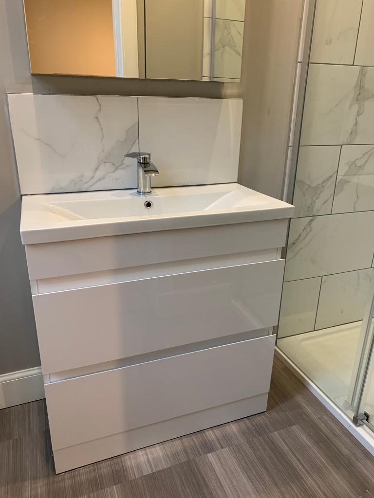 Brand new white gloss vanity unit without sink in London Road