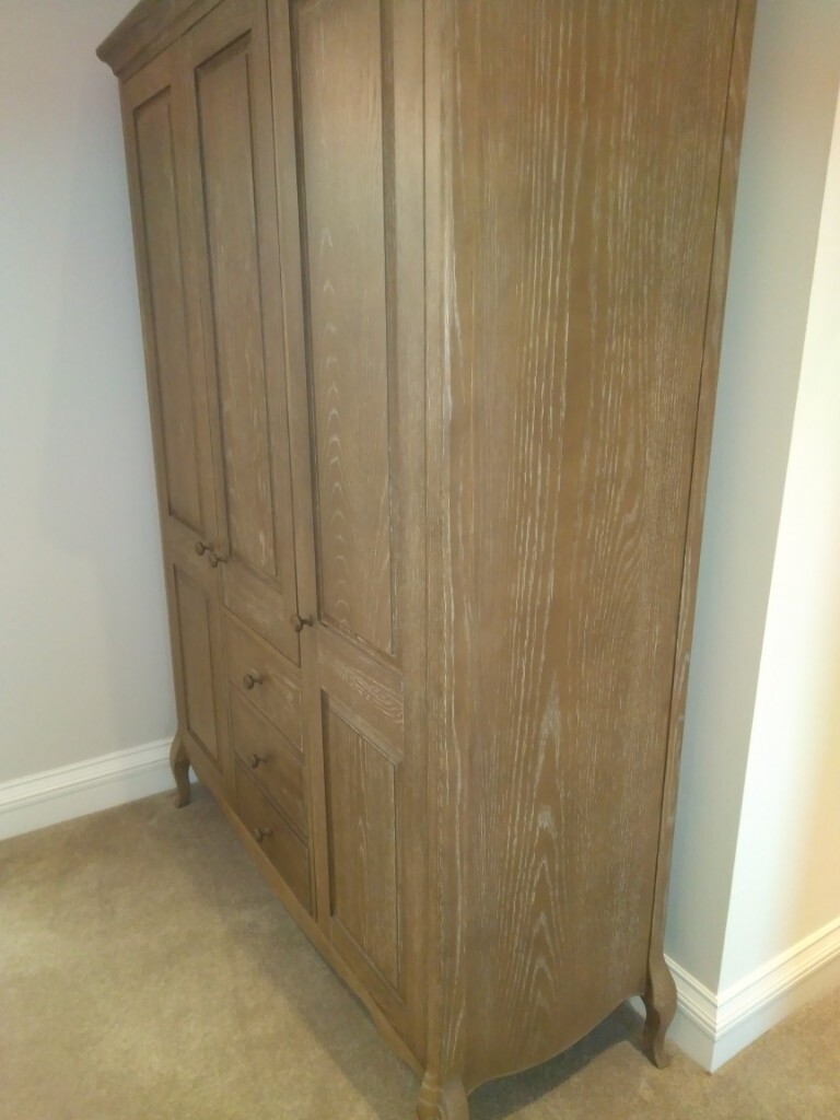 Wardrobe Limed Oak Wood With Drawers And Shelves Exc Quality