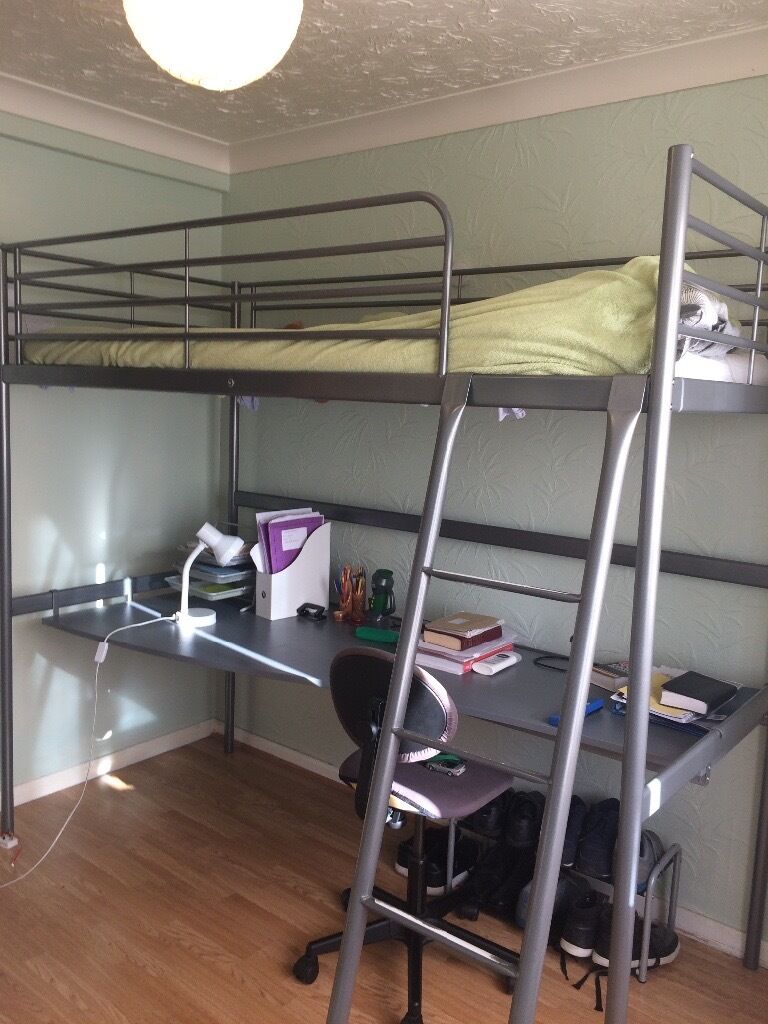 Ikea svarta loft bed frame with desk top in very good condition.  in Dudley, West Midlands 