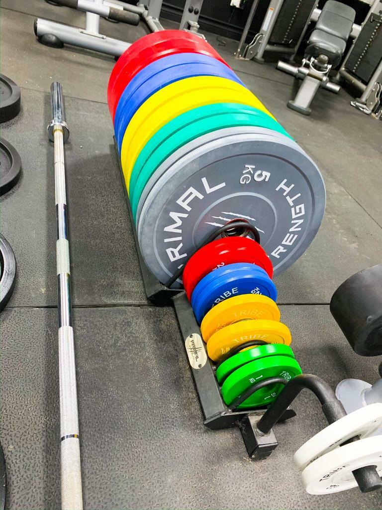 OLYMPIC BUMPER PLATES WEIGHTLIFTING HOME GYM SET in Barnsley, South