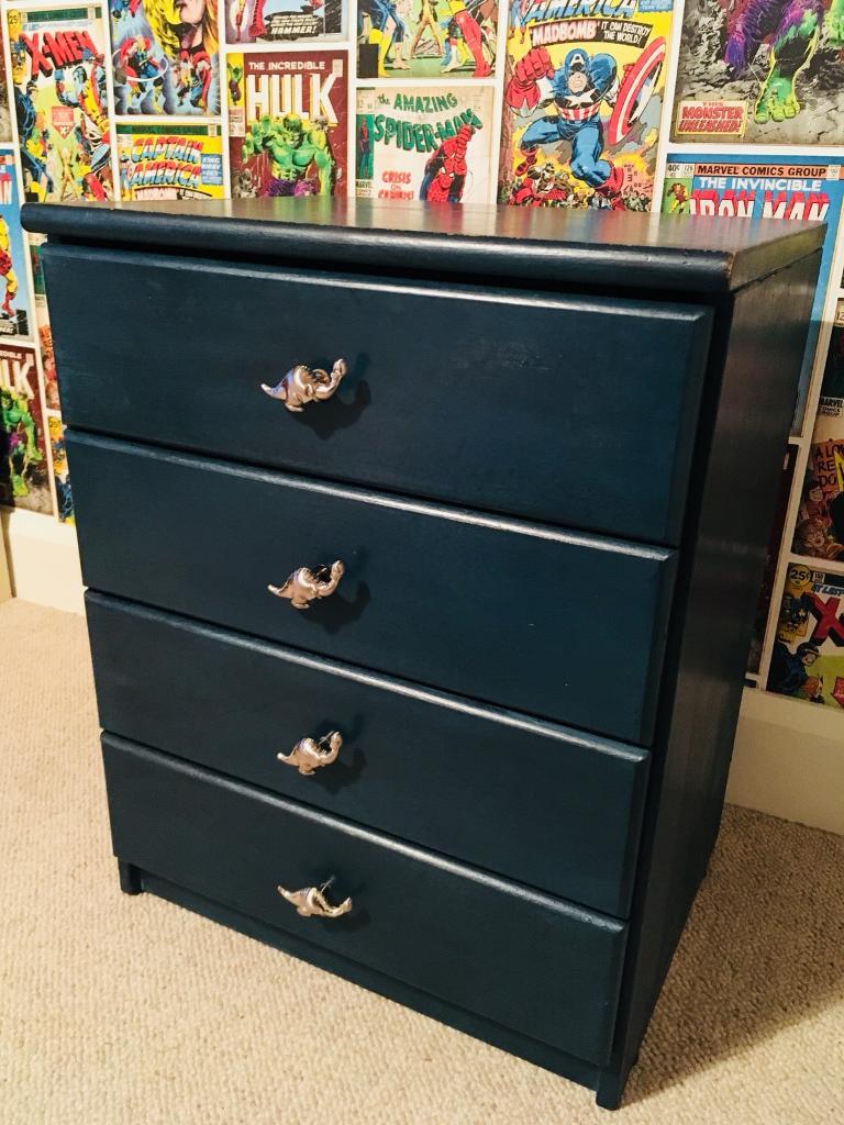 Bedside Locker With Dinosaur Drawer Knobs Solid Wood In