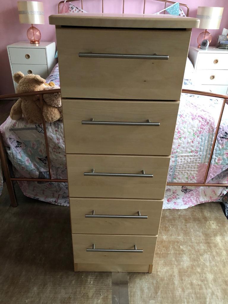 Tall beech/maple solid chest of drawers by Julian Bowen in Suttonin