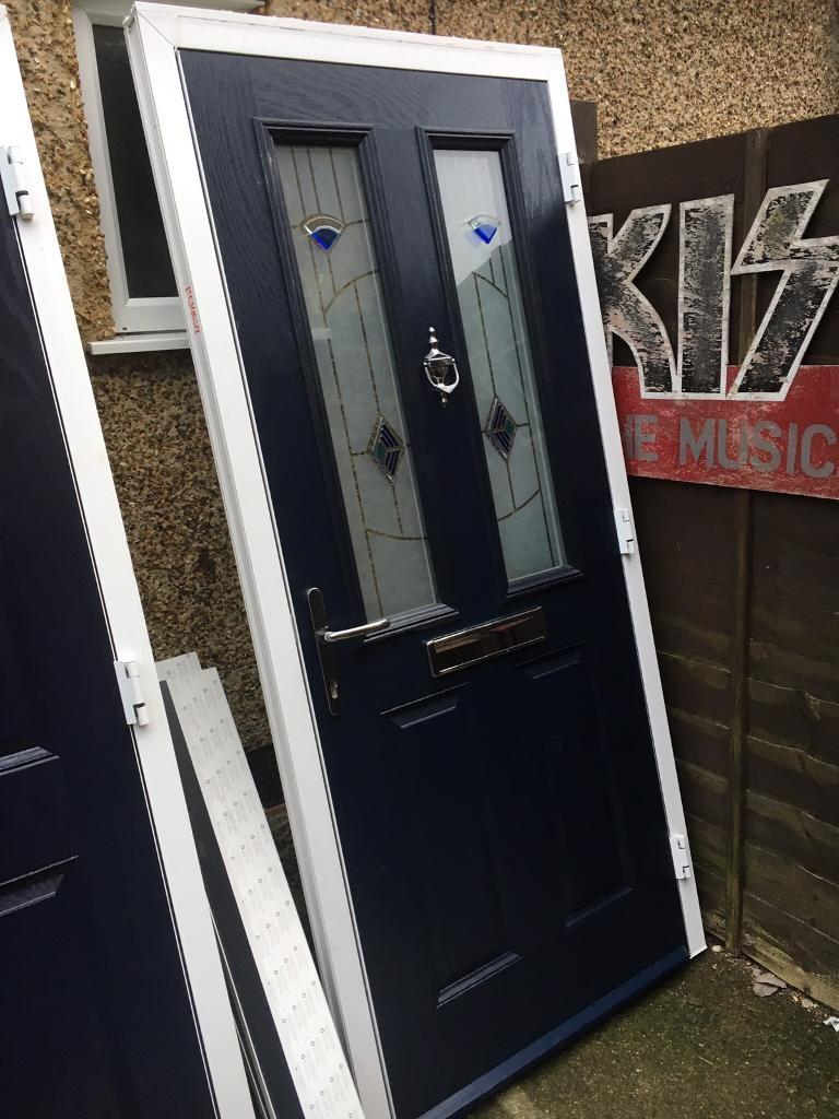 UPVC Front door and frame (opens outwards) in dark Blue in Shepperton