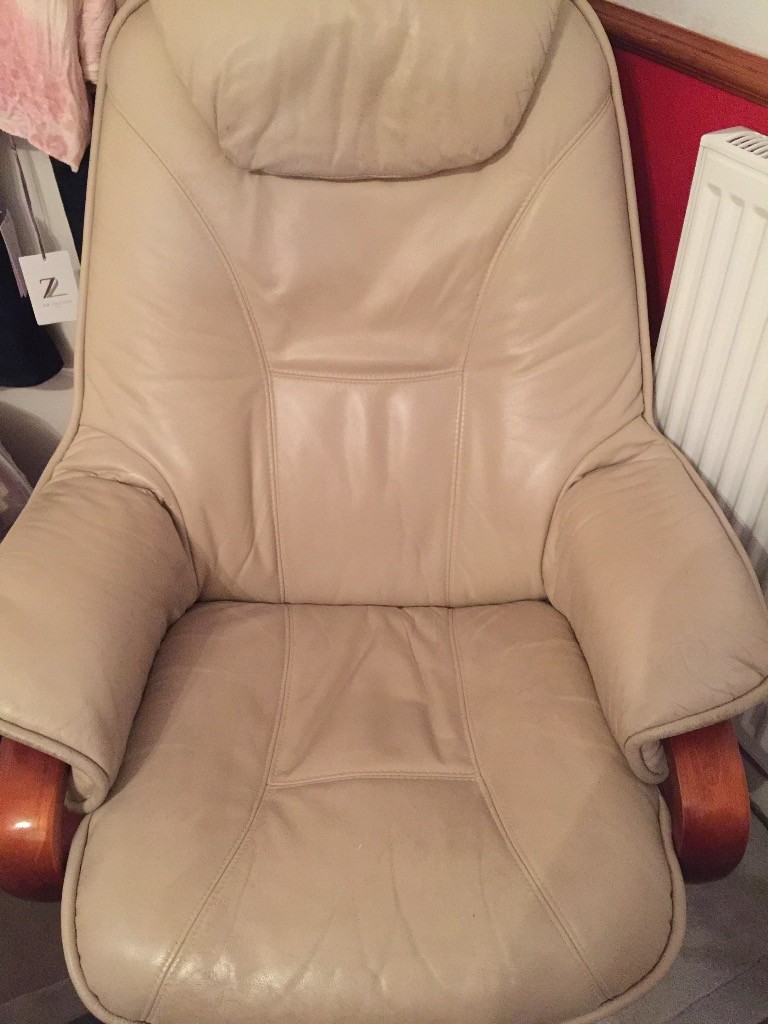 Leather swivel chair in cream. in Heath, Cardiff Gumtree