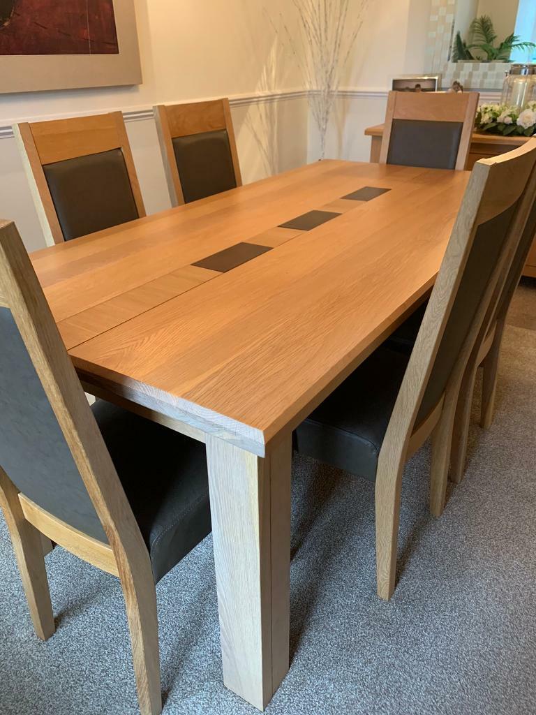 Oak Finish Dining Table & Six Chairs (Fishpools) in Goffs Oak