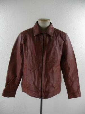 Men's M Real Leather Distressed Brown Leather Jacket Full