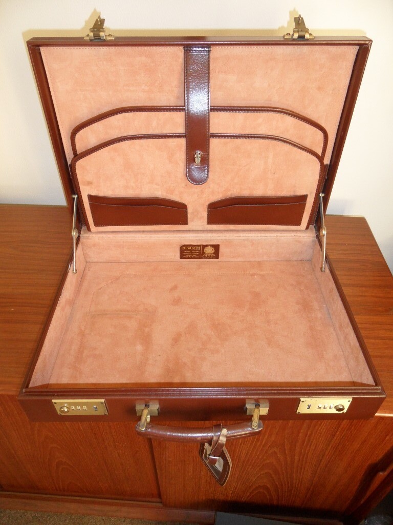 Slimline Leather Briefcase hand crafted by Papworth of Cambridge in