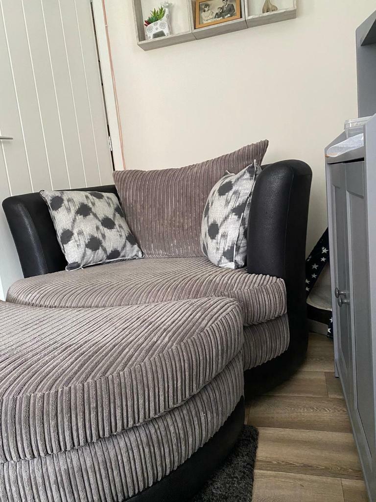 Large swivel cuddle chair with matching foot stool | in Abingdon