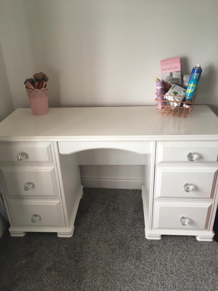 White Solid Dressing Table With Crystal Knobs In Canterbury Kent
