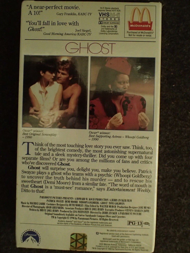 vintage VHS movie tape GHOST, 1993 Original - sealed Goldberg, Moore, Swayze