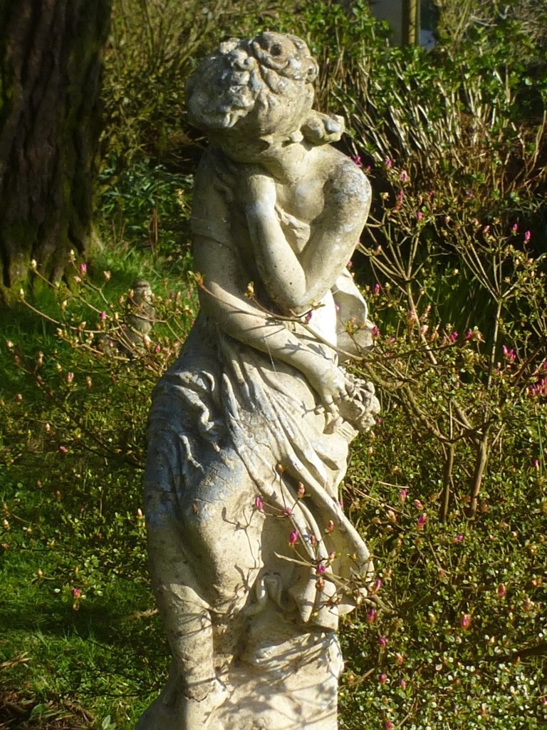 Vintage Well Weathered Classic Female Garden Statue 66cm Tall in