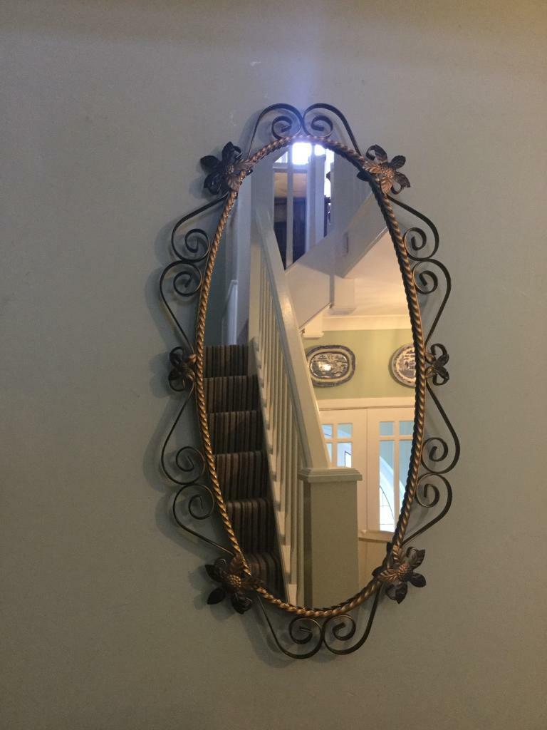 Vintage/ Retro Decorative Wrought Iron Mirror Can be hung either way H