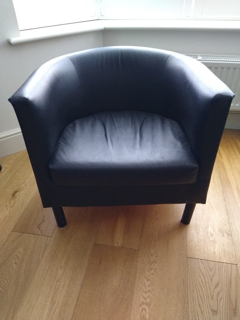 IKEA black leather tub chair in Hassocks, West Sussex Gumtree