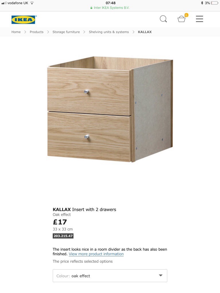 Ikea Kallax Drawer Insert Oak In Tadworth Surrey Gumtree
