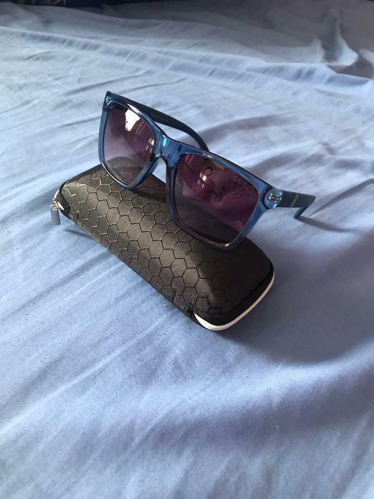 Brand New Men’s GUCCI Clear Blue UV400 Clear Frame Sunglasses in