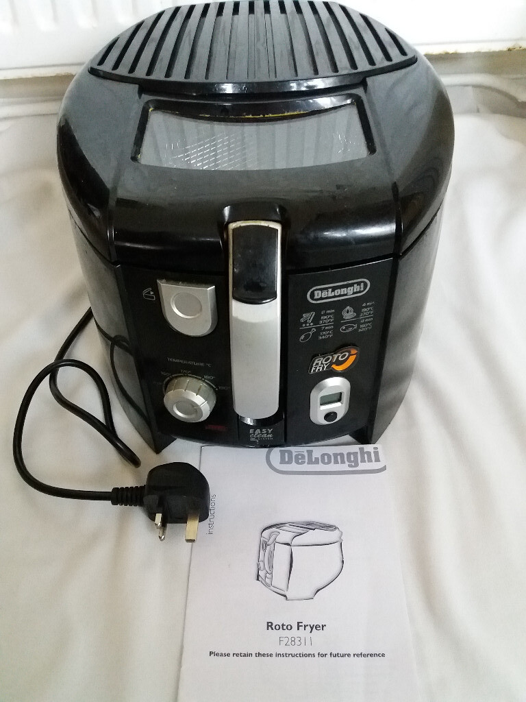 DELONGHI Black Roto Deep Fryer Fried Food Fish Chips F28313 in