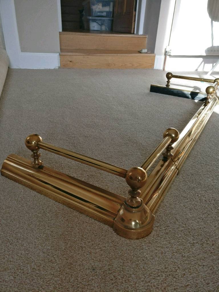 Brass fire fender, hearth surround, extendable in Edinburgh City