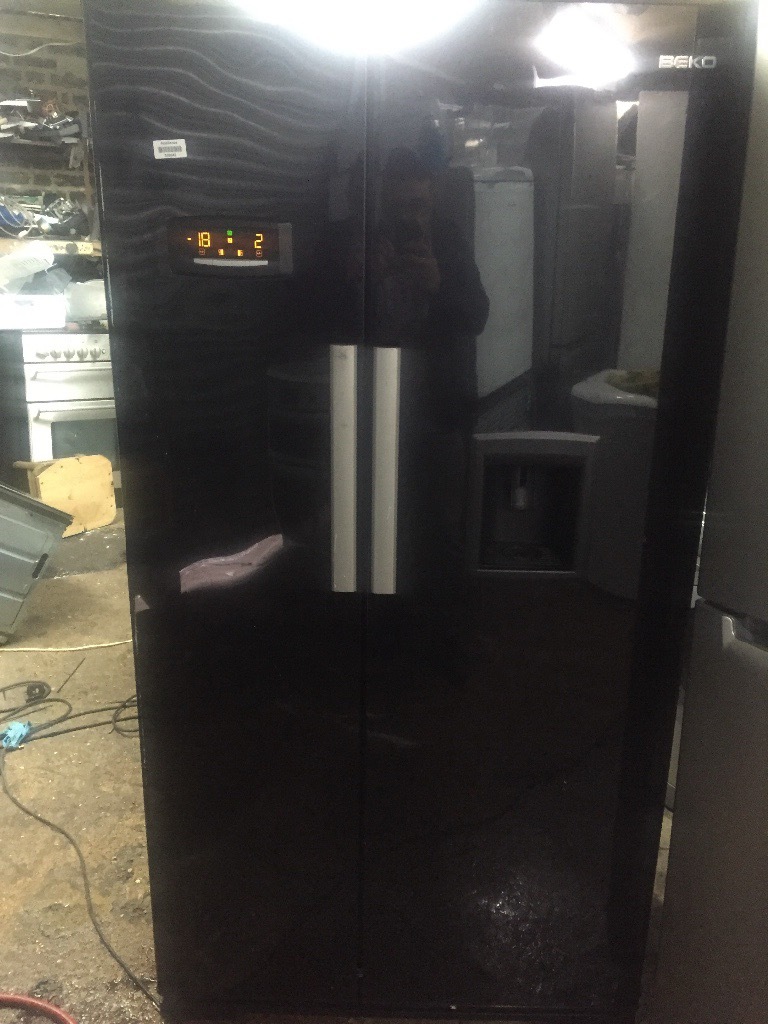 Beko black American style two door frost free fridge freezer black