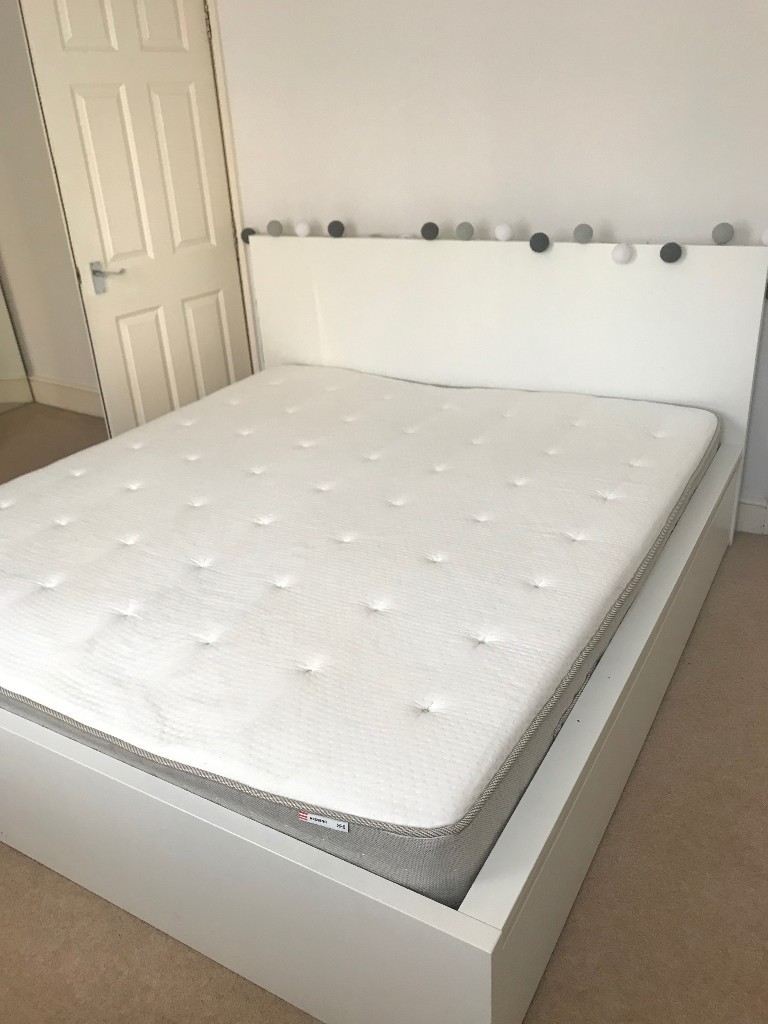 Sell IKEA bed frame King size with 4 storage boxes and mattress in