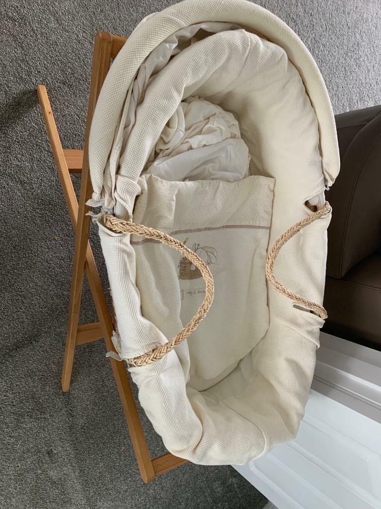 MAMAS AND PAPAS MOSES BASKET AND STAND in Ingleby Barwick, County