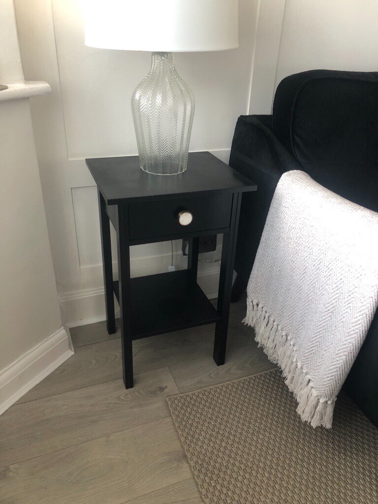 2 black side tables with drawer storage and shelf in Halesowen, West