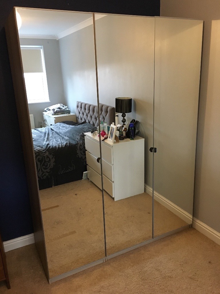 Ikea Pax Triple Mirrored Wardrobe 1 Double 1 Single W150cm X