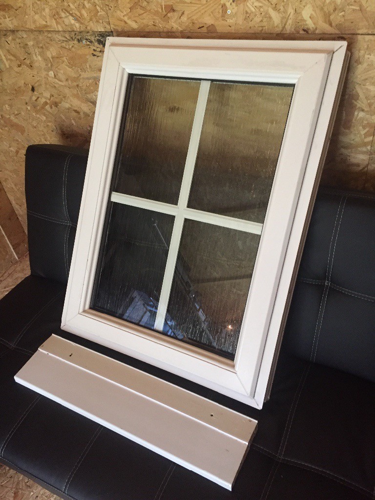 Small uPVC Double Glazed Window Unit with frosted glass, uPVC sill