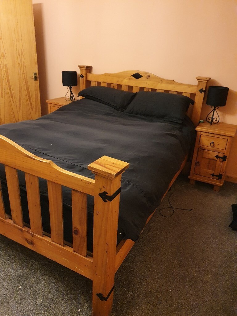 Solid wood kingsize bedframe and matching bedside tables in Norwich