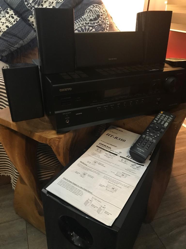 ONKYO AV Receiver HT R380 with ONKYO 5.1ch home theatre speakers HTP