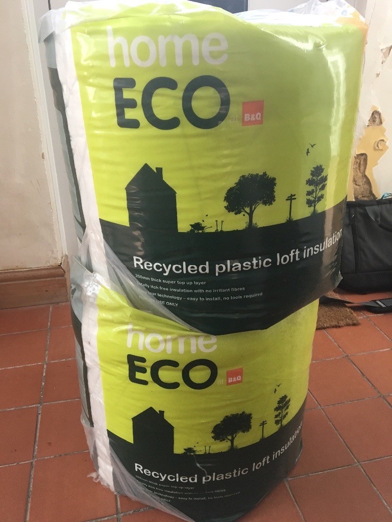 2 x B&Q loft insulation, recycled plastic, in original packaging in