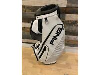 Ping white leather golf tour cart bag 