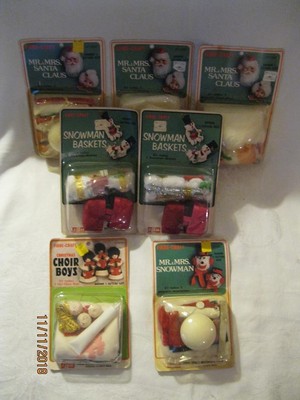 22 Vintage Fibre-Craft Christmas Craft Kits Snowman /Santa /Mouse /Reindeer NIP