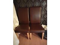 brown leather dinning room chairs 