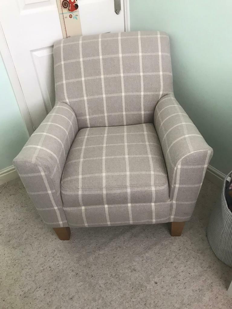 Next Armchair neutral check VGC in Blaby, Leicestershire Gumtree