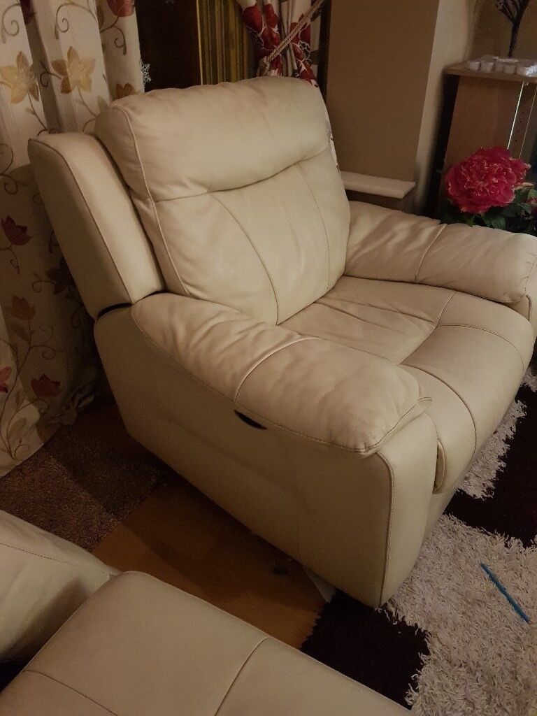 Real leather double sofa bed and electric reclining chair ...