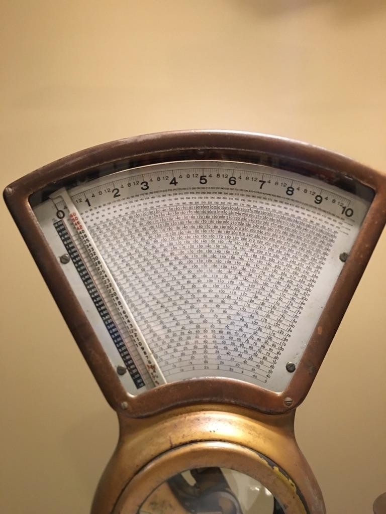 Antique Stimpson Computing Scale, Mercantile Brass 10 lbs, Patented 1907 Aug 20