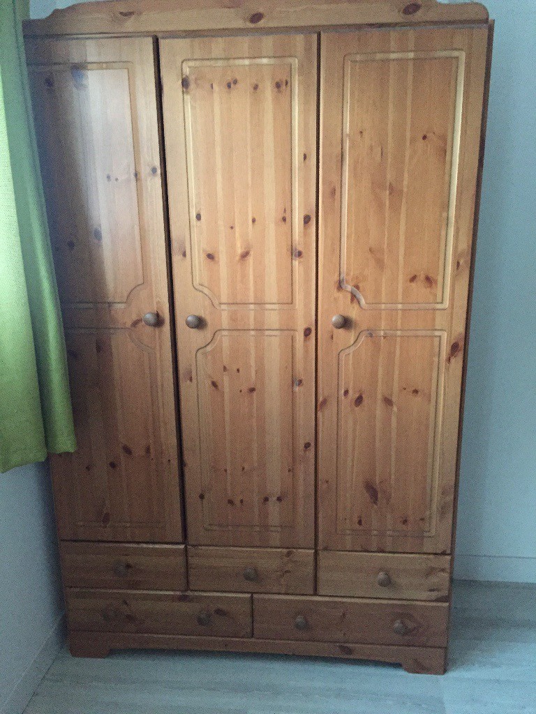 3 Door Pine Wardrobe 5 Drawers In Poole Dorset Gumtree