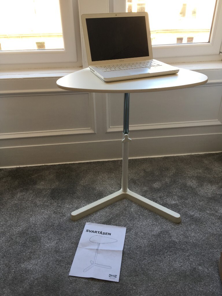 White laptop stand / side table, height adjustable IKEA 'Svartasen
