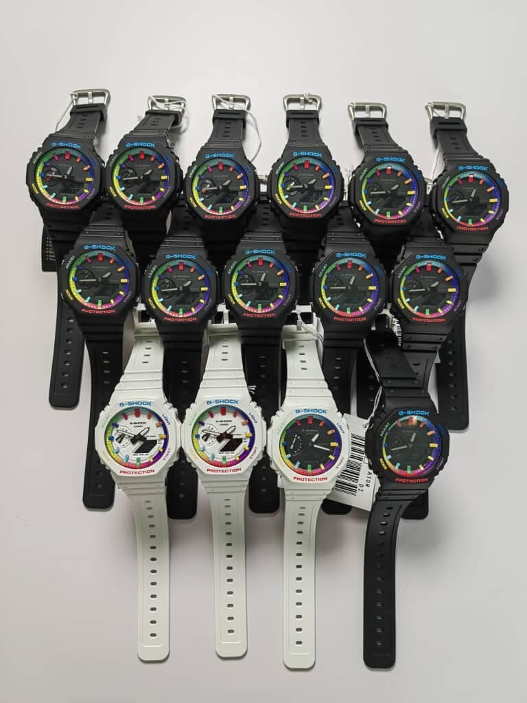 Pre-owned G-shock Casio Shock White Rainbow, Casio Custom Watch Casioak Mod Modified Watch