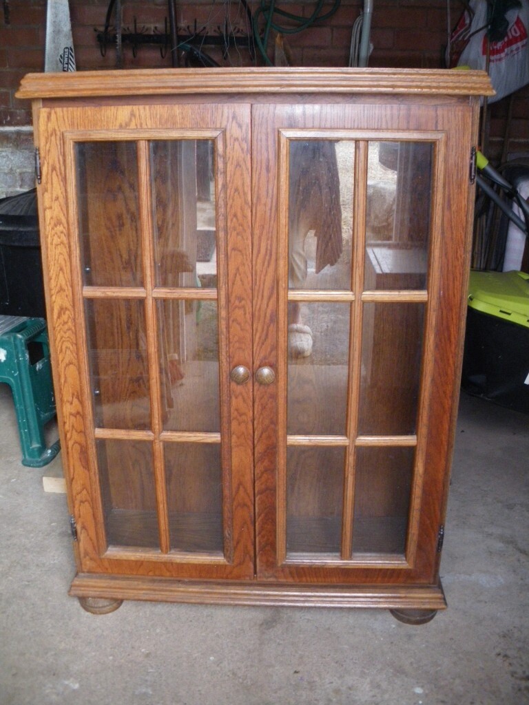 GLASS FRONTED BOOKCASE MEDIUM OAK EFFECT in Exeter, Devon Gumtree