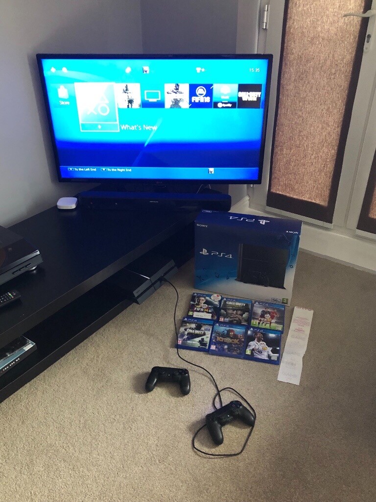 Sony PS4 PlayStation 4 500gb Original Box, 2 Controllers, 6 games