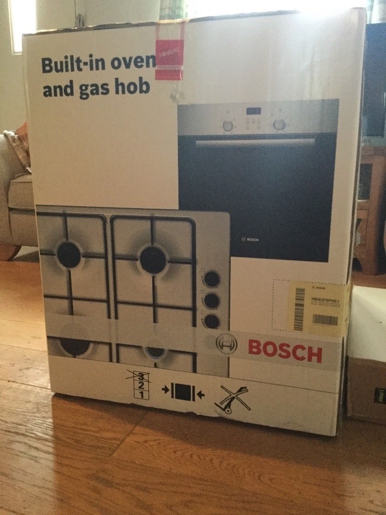 BOSCH HBN2PBP6E1 STAINLESS BUILT IN STEEL SINGLE OVEN & GAS HOB PACK