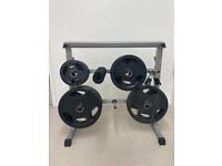 Squat Rack, 2 x Bench Press, 2 x Bar, and Variable Weight Plates 