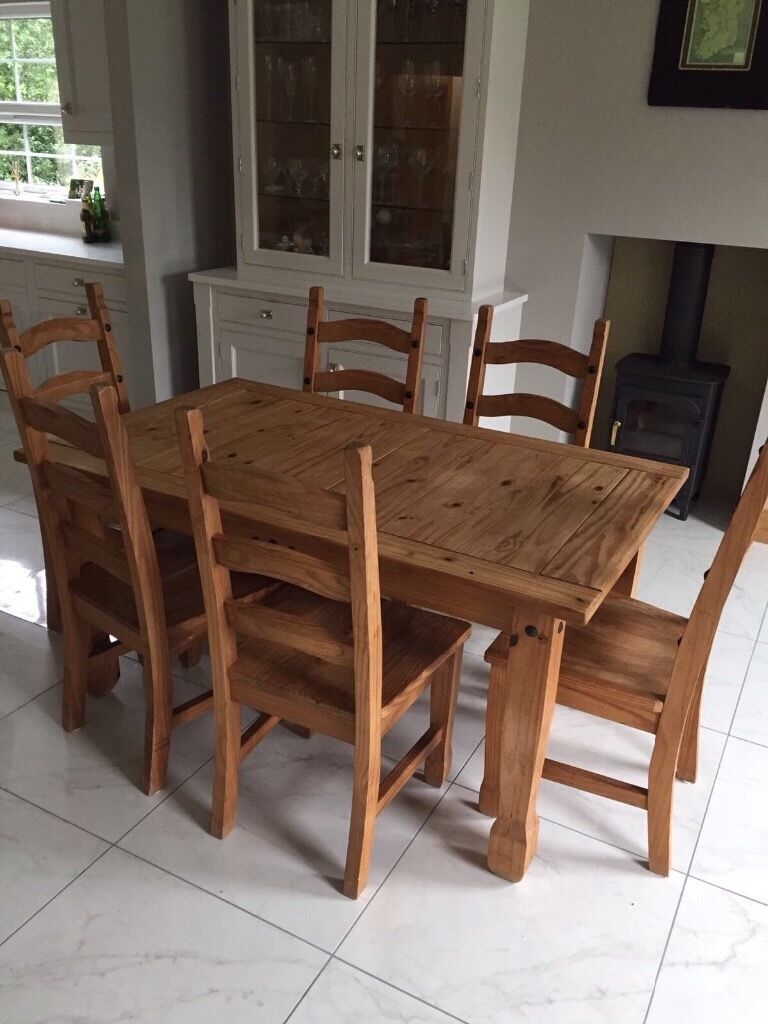 Dining Table And 6 Chairs With Matching Dresser Mexican Pine In