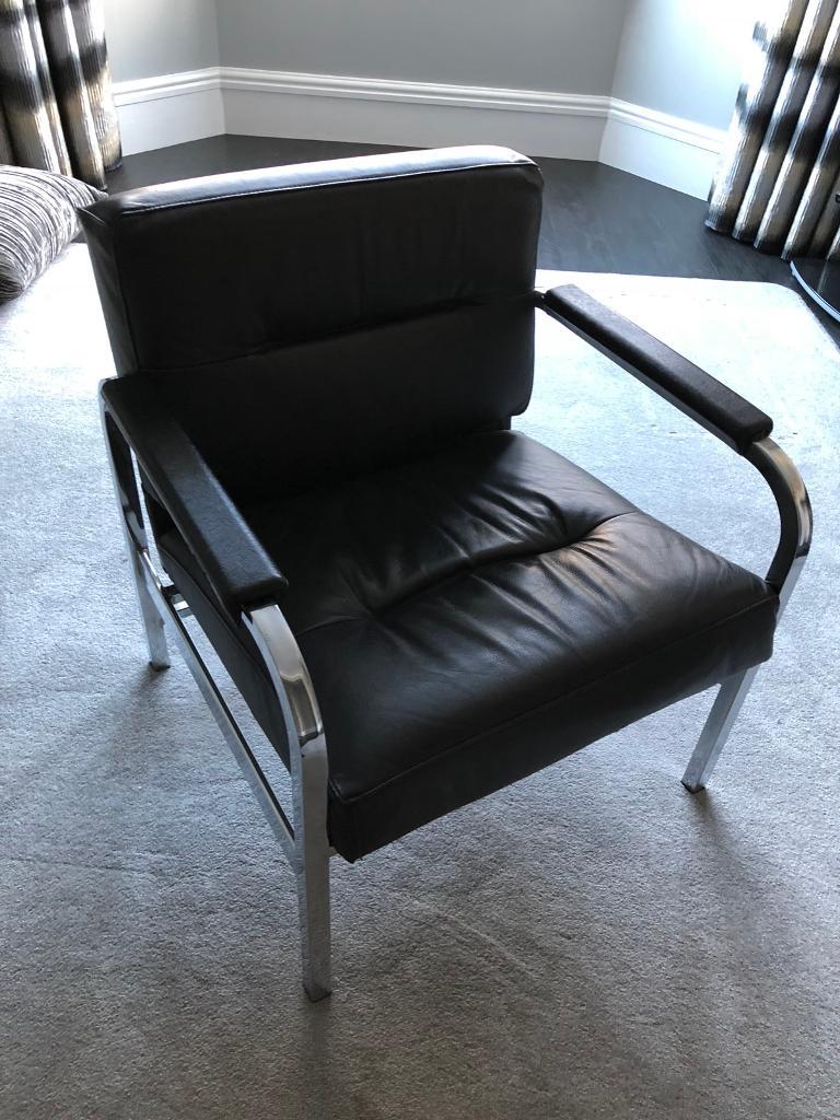 Modern Black Leather and Chrome Chair | in Inverurie, Aberdeenshire