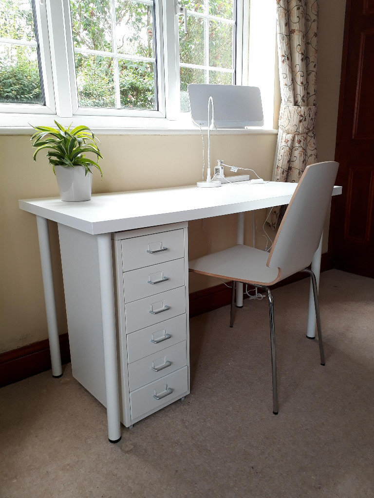 Complete Workspace Desk Chair Container With 6 Drawers Lamp