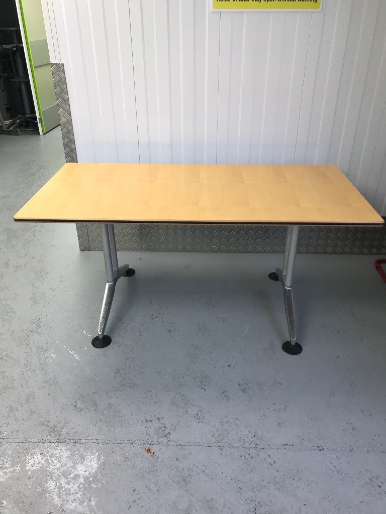 Beech Wood Modern Office Desk Computer Desk Table Heavy Duty Metal