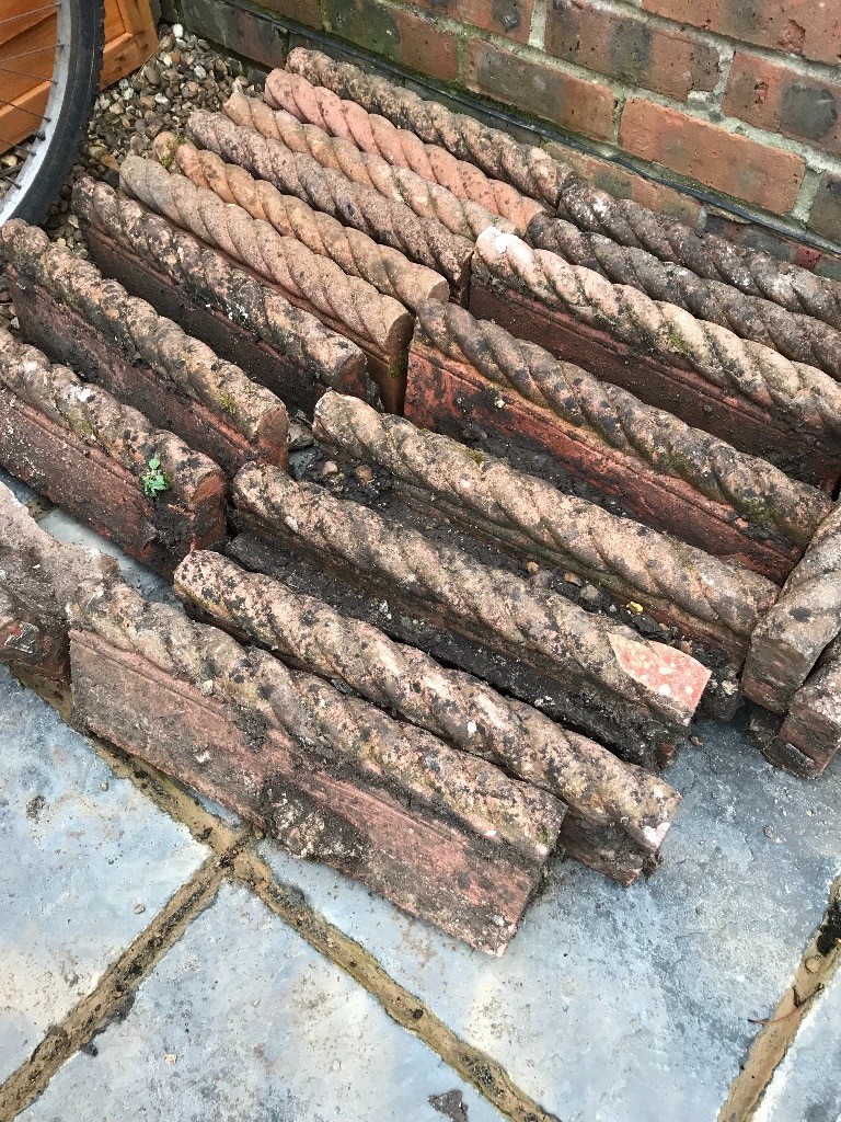 Rustic rope top terracotta garden edging lawn, patio, flower bed