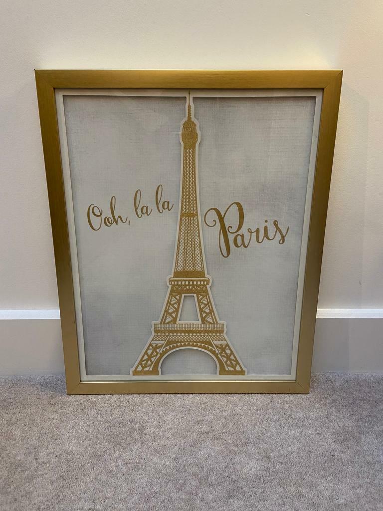 Paris Eiffel Tower gold framed picture wall art new in Keynsham, Bristol Gumtree