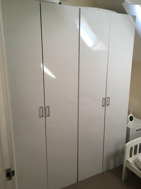 2 X Homebase White Gloss Double Wardrobes In West Byfleet